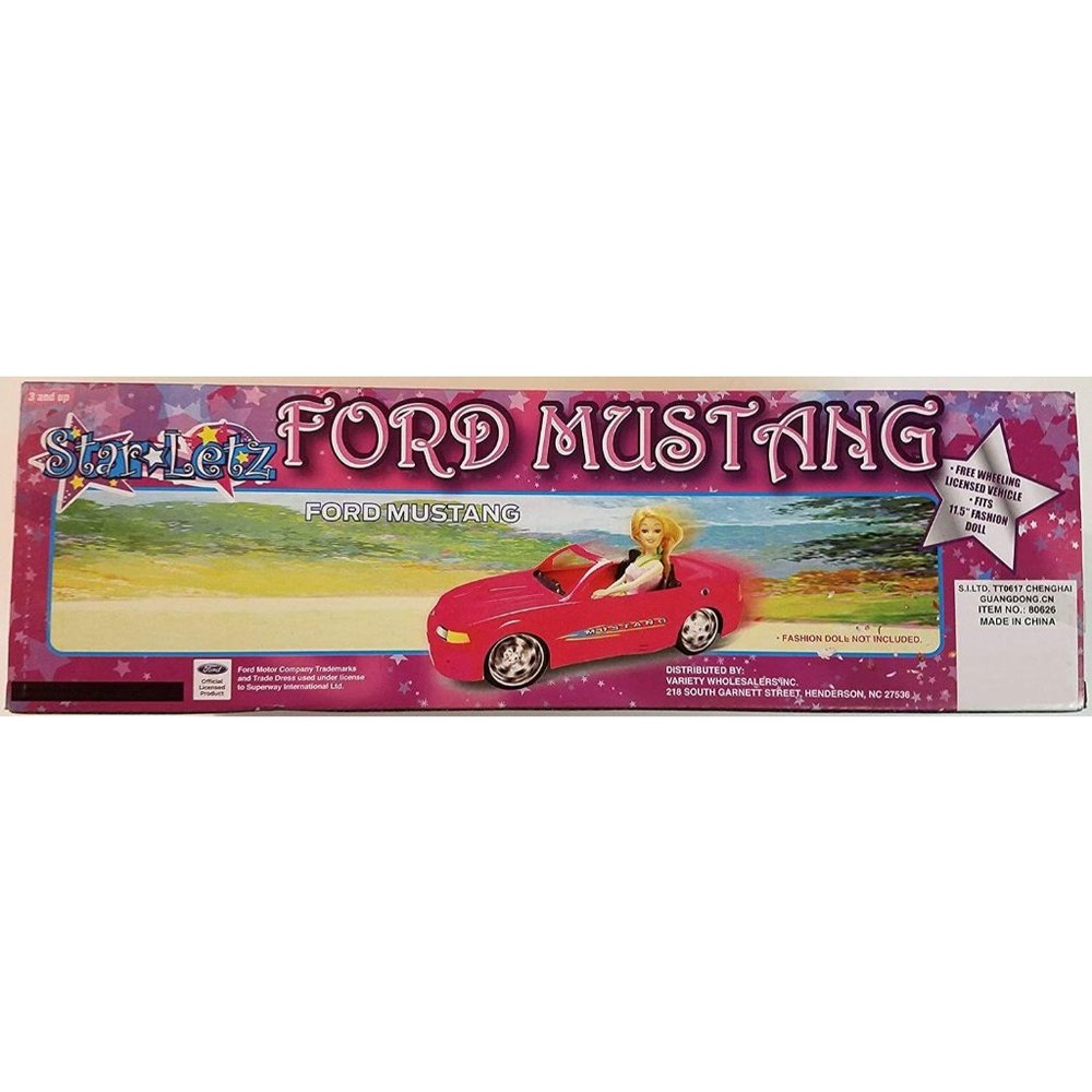 Pink Ford Mustang Free Wheeling Convertible Sports Car for Dolls 2 - Picture 5 of 7